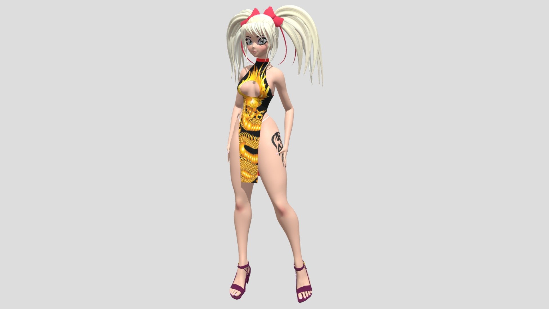 Anime girl character 3d model