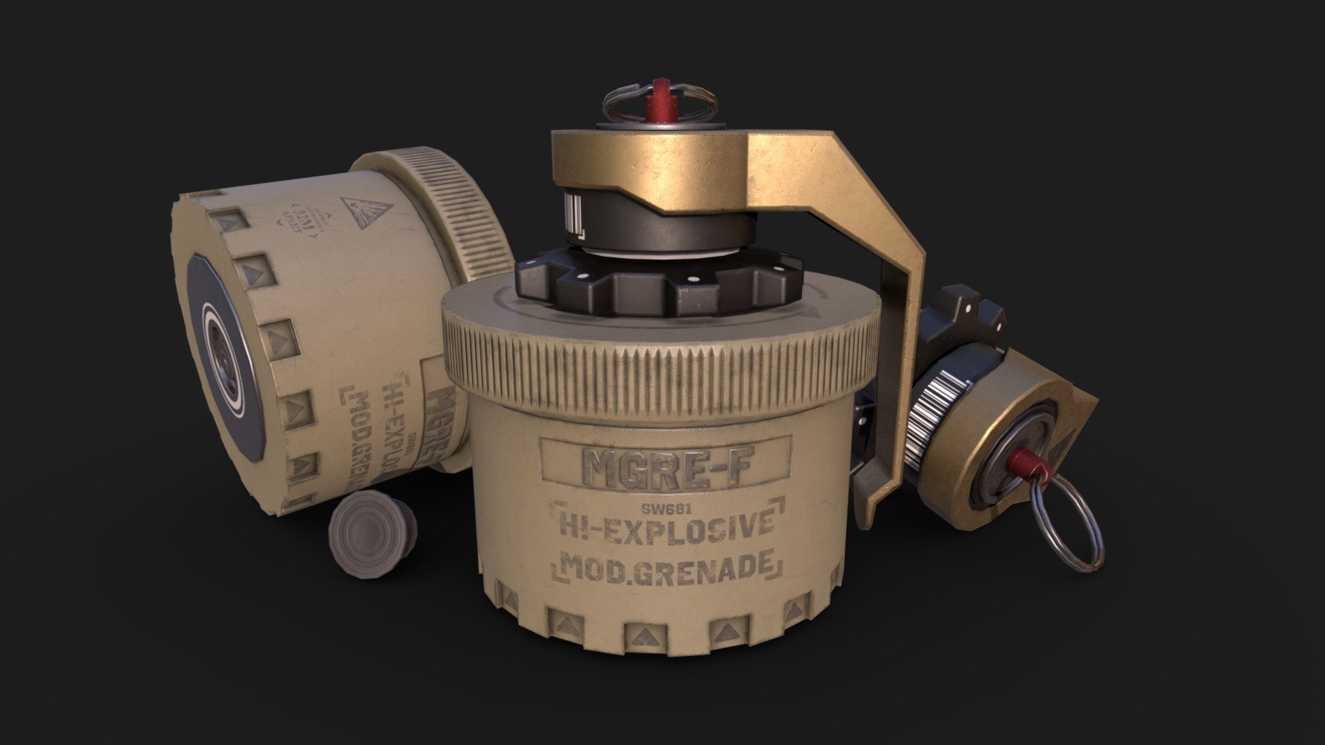 Explosive modular grenade 3d model