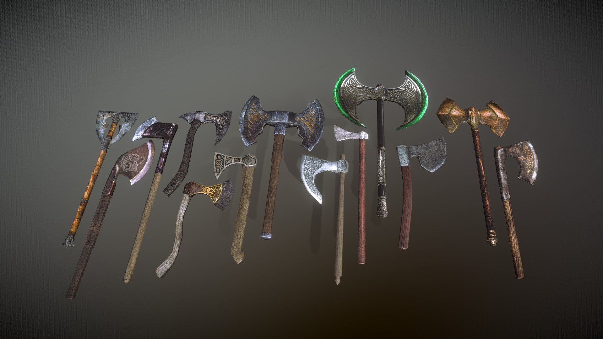 Set of axes 3d model