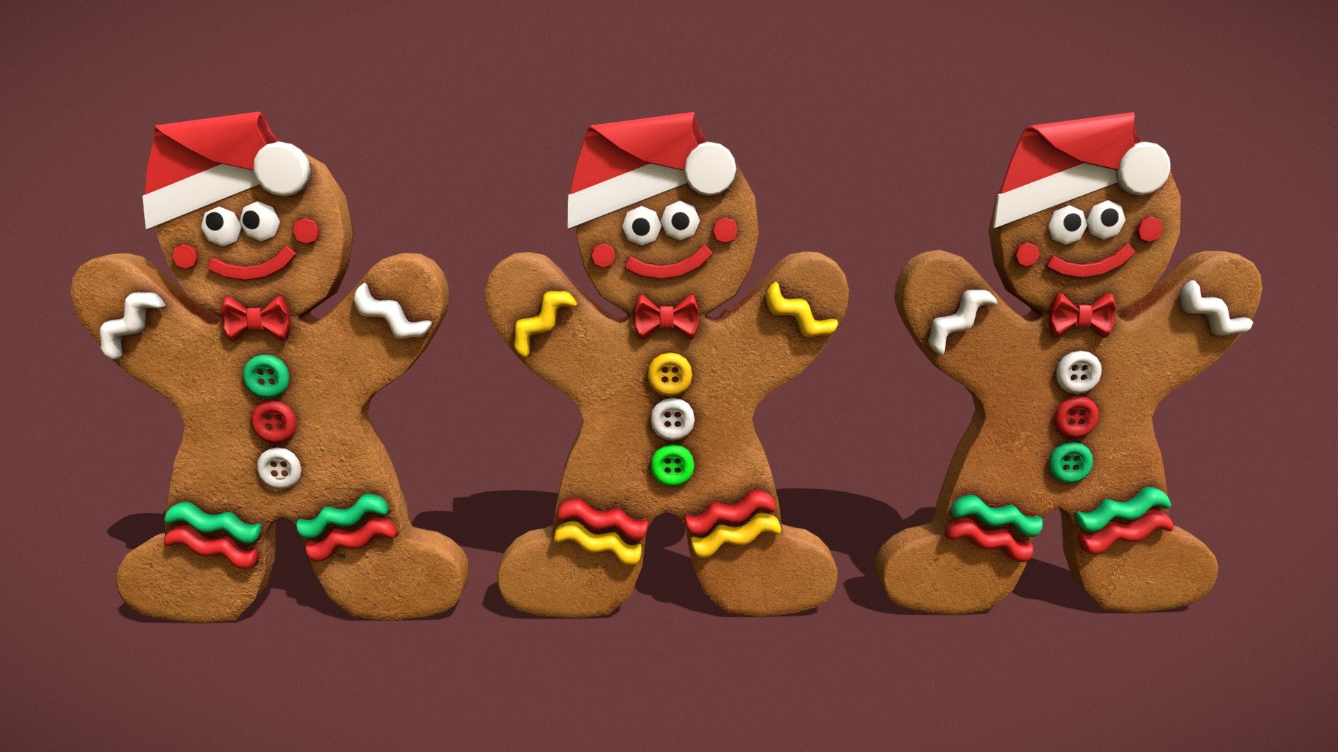 Christmas Ginger Bread Cookies 3d model