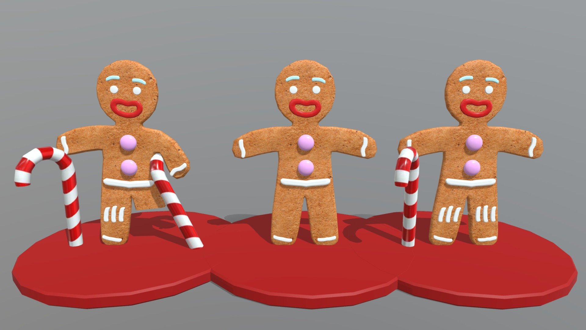 Christmas Gingerbread man Pack 3d model