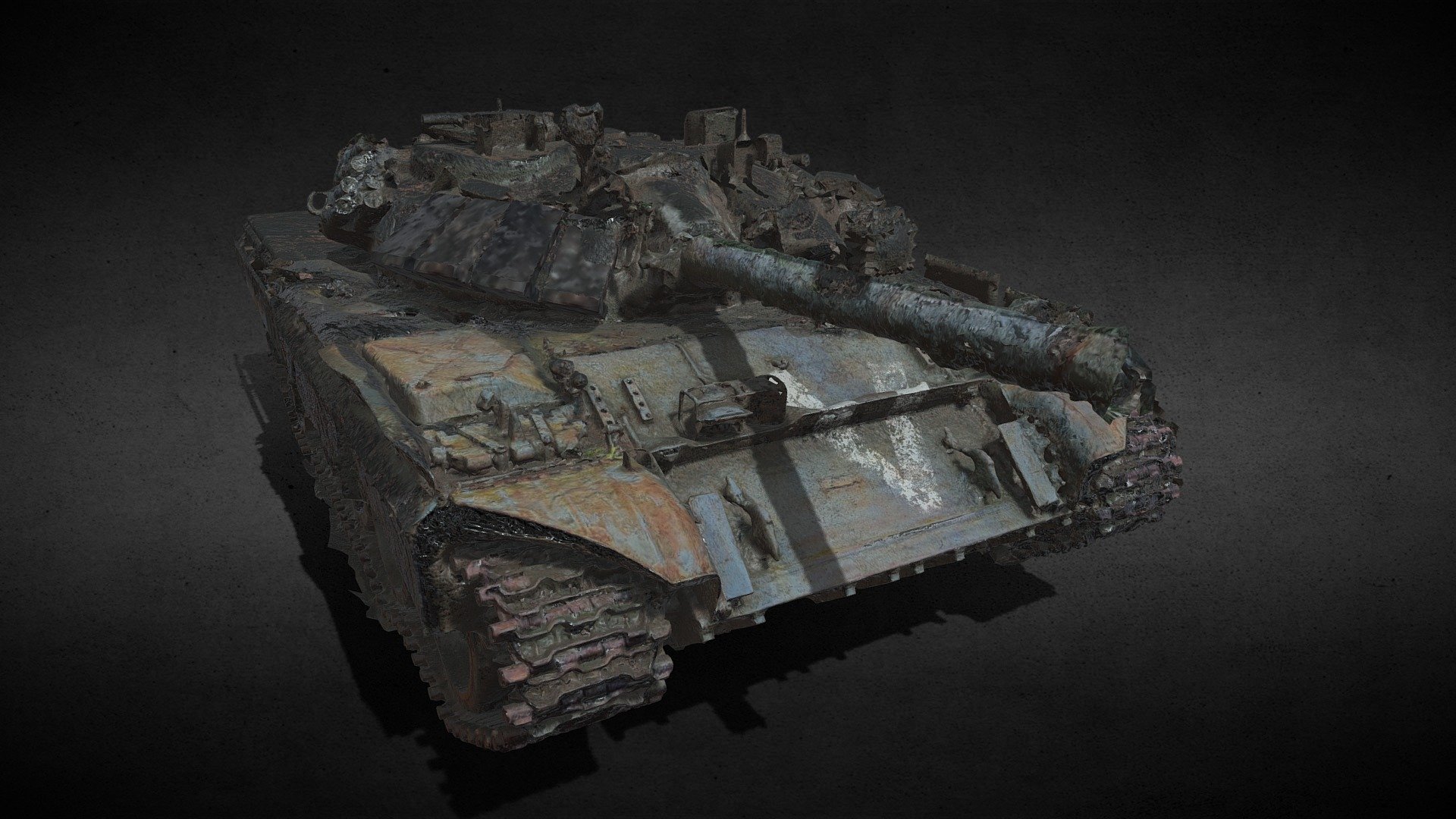 destroyed russian V tank 3d model