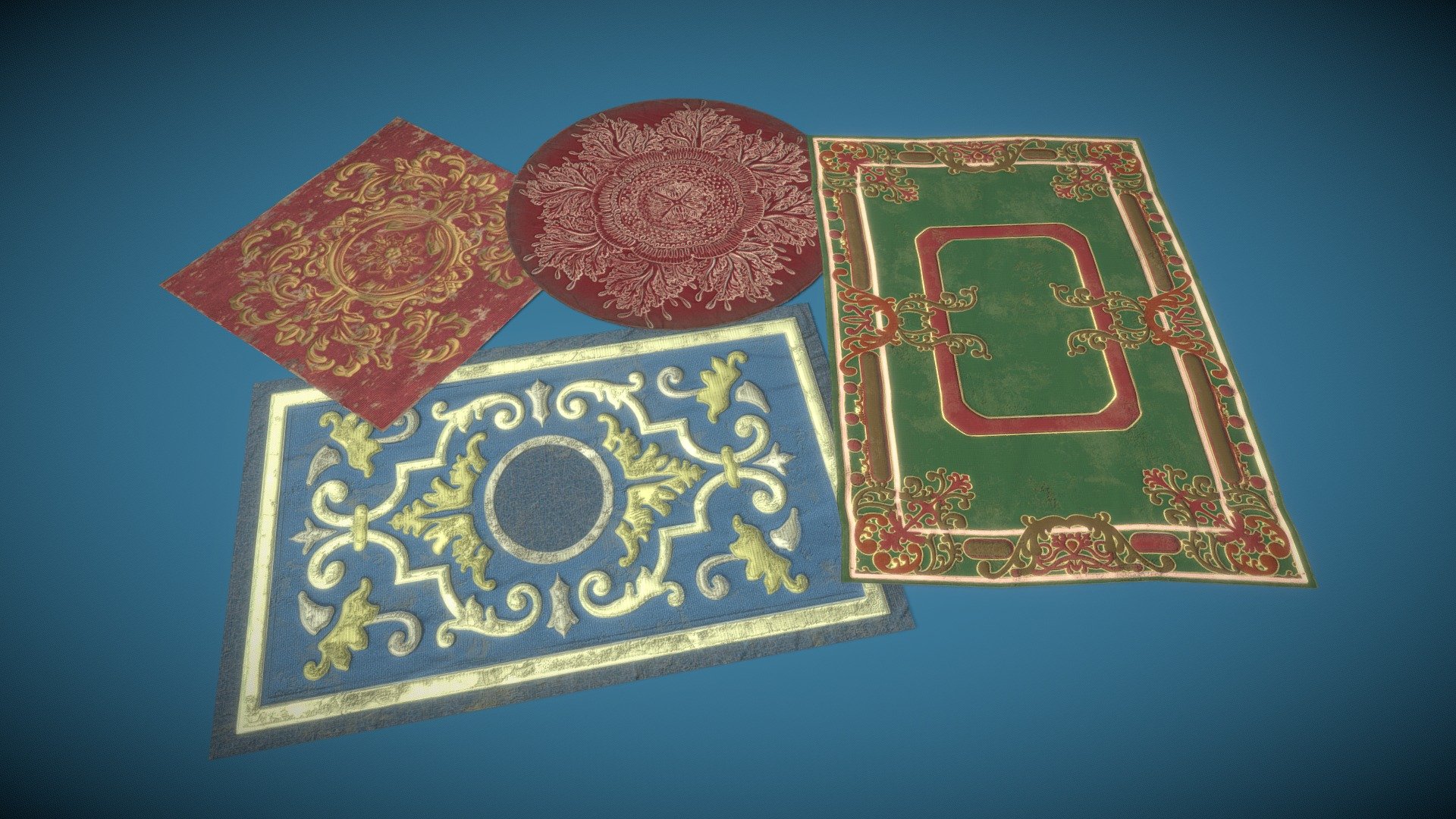 [Set] 4 Victorian Carpets 3d model