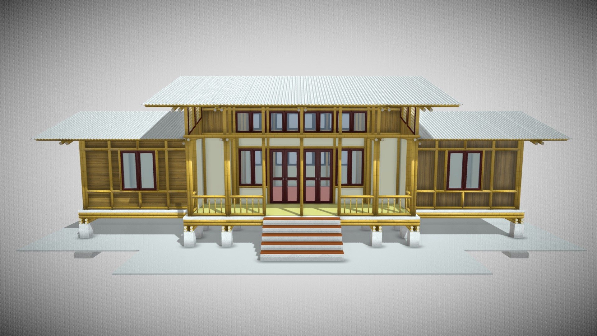 Casa de Bambú Dos Mangas 3d model