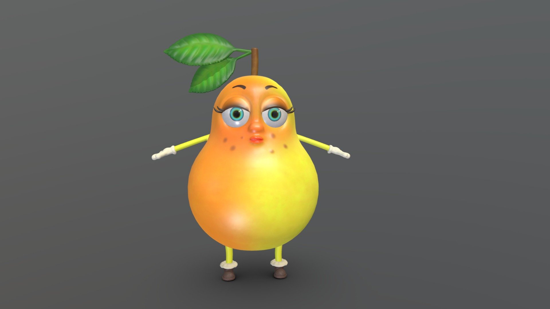 pear cartoon 3d model