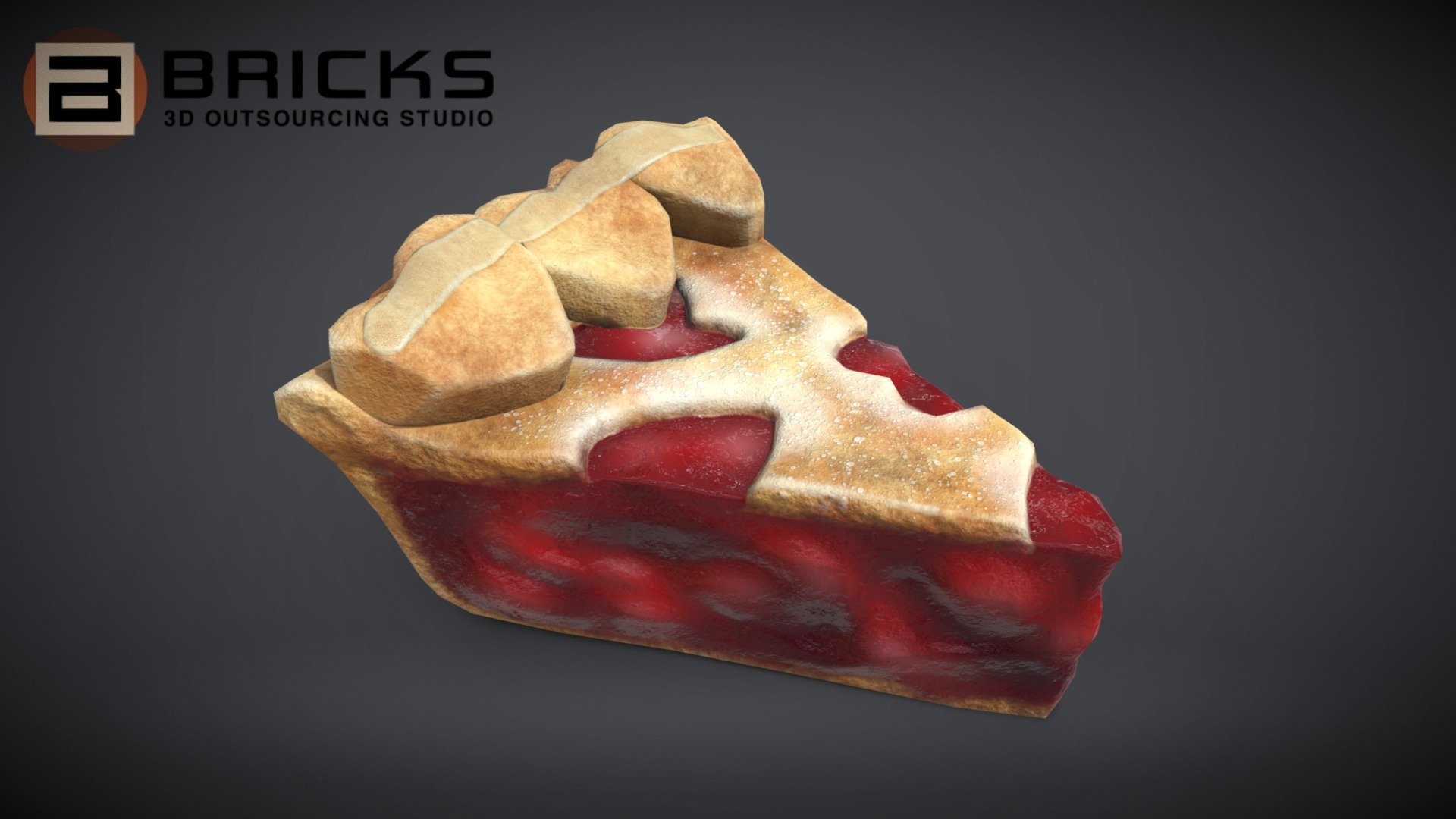 Pie Strawberry Heart_ Piece_FBX 3d model