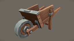 Wheelbarrow Wooden Stylized