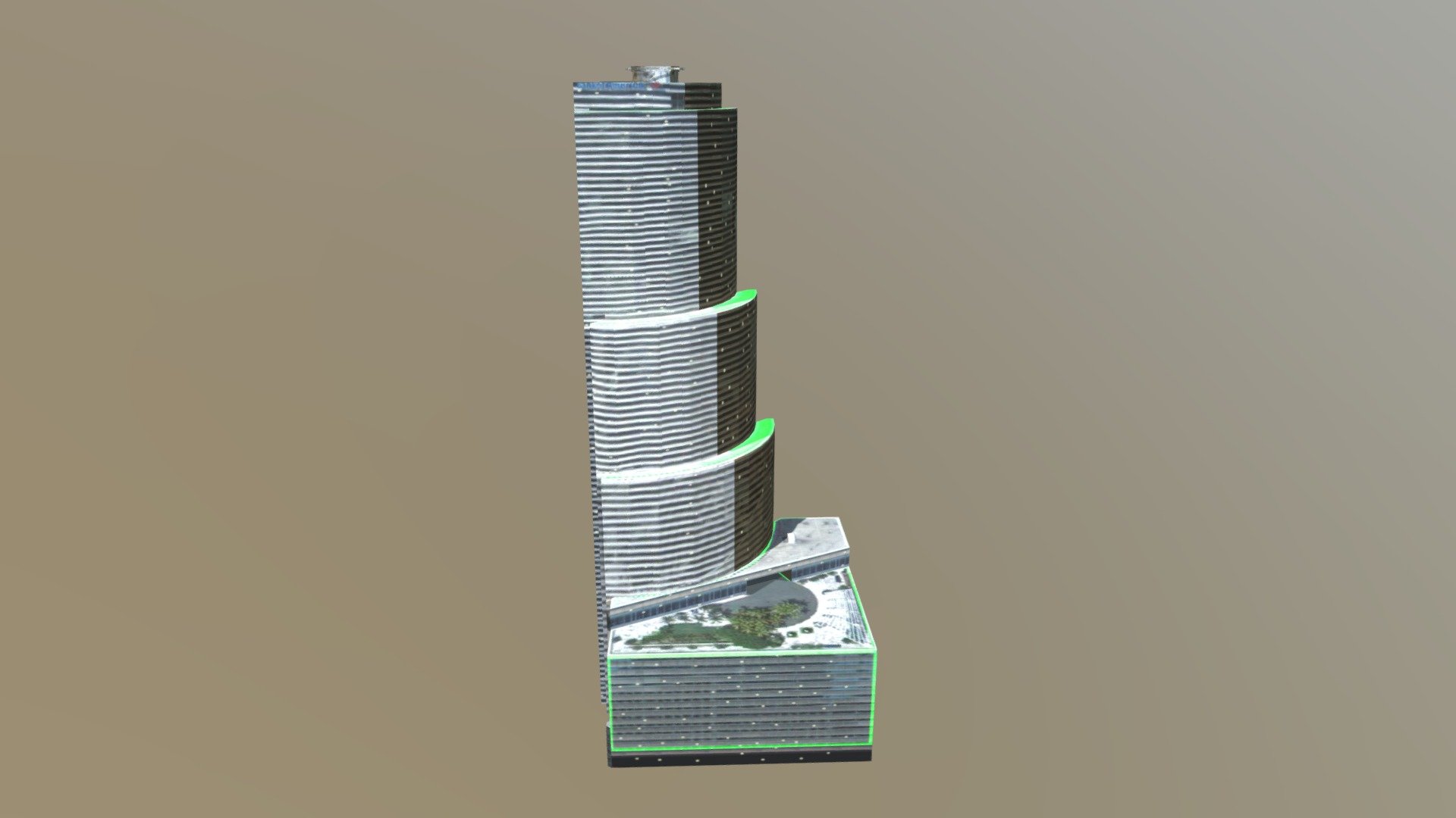 Miami Tower with neon lights 3d model