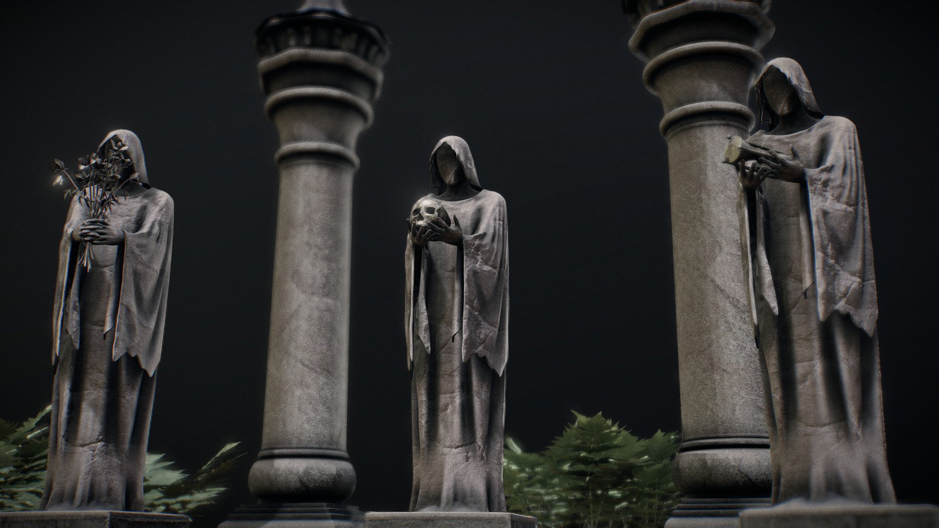 ancient statue scene 3d model