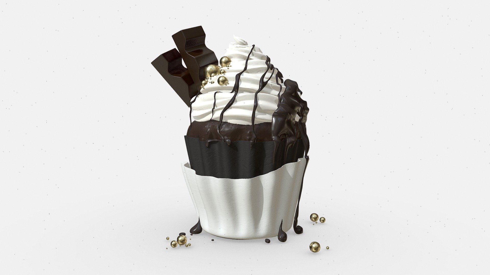 Vanilla Cupcake 3d model