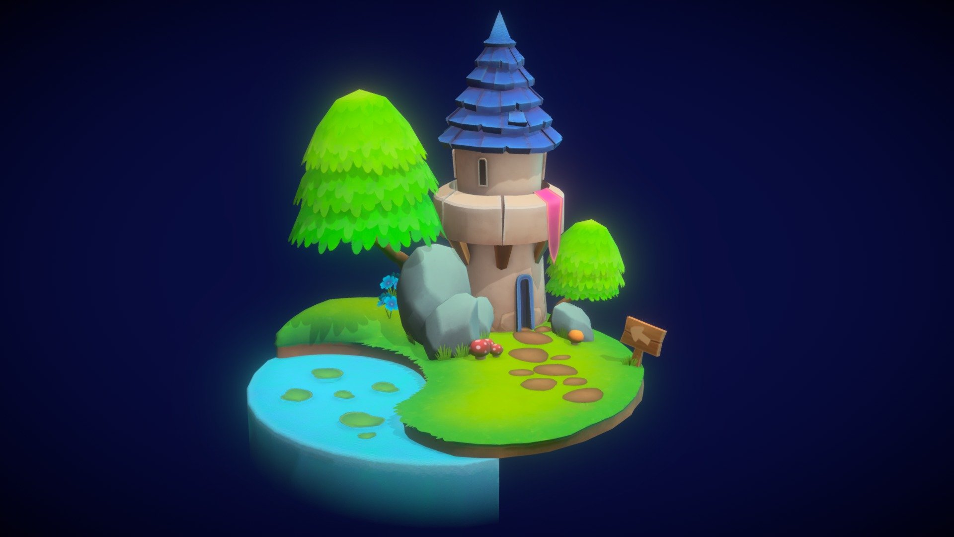 Floating Fantasy Island 3d model