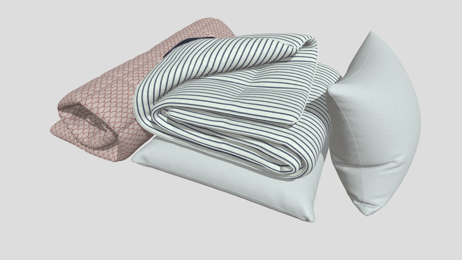 Blanket and pillows 3d model