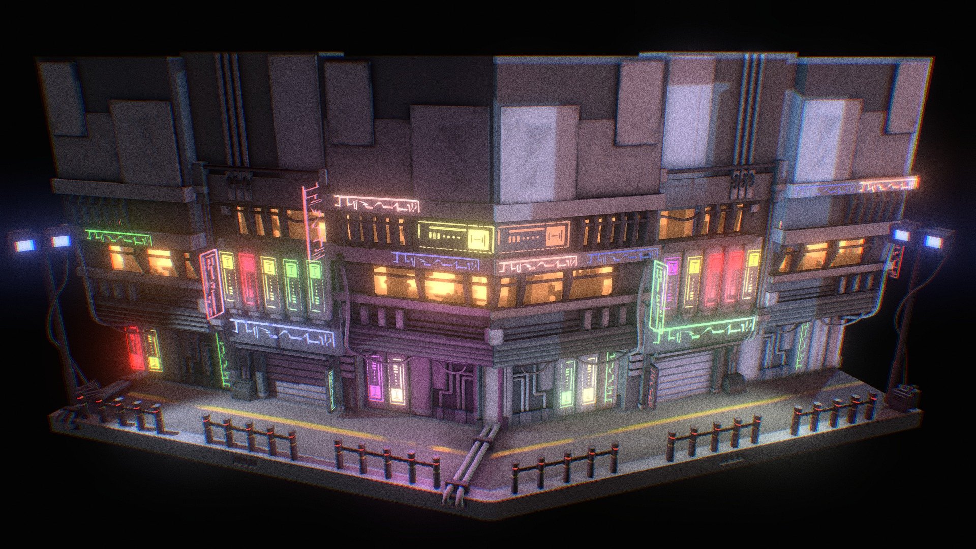 neon city 3d model