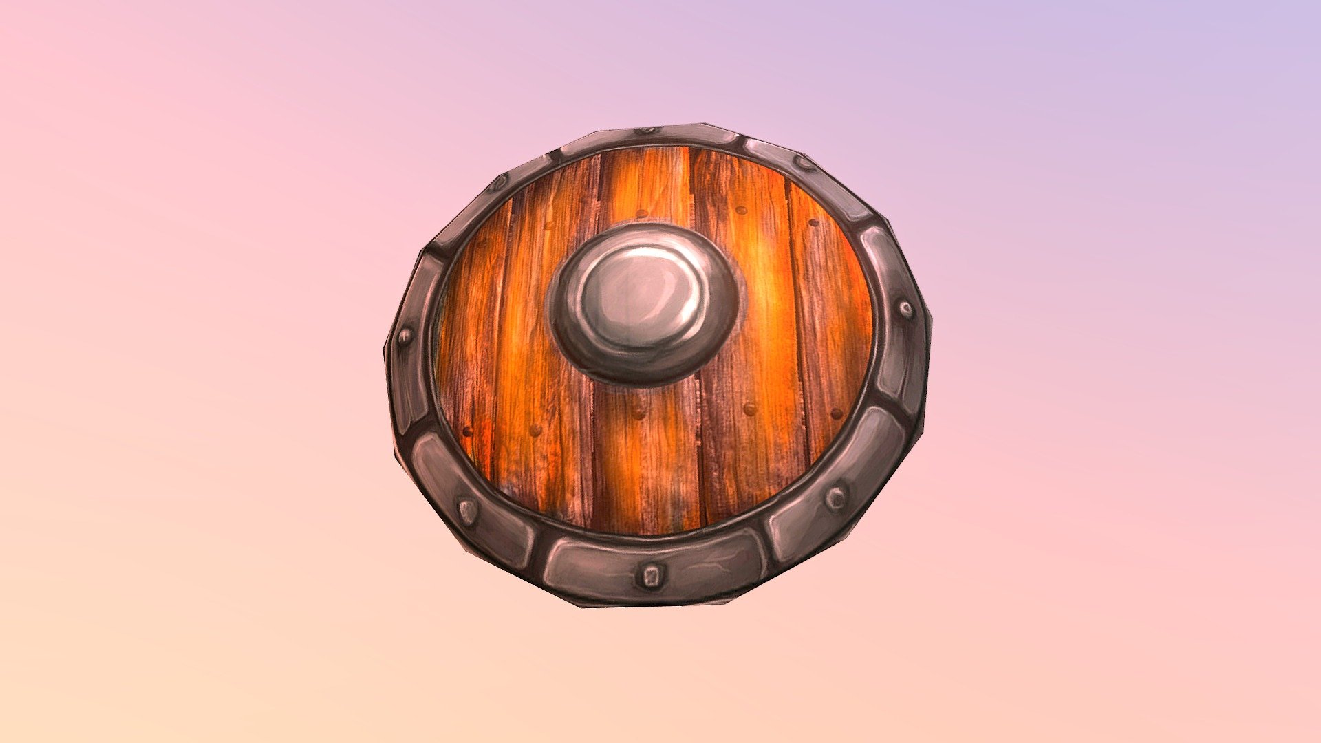 Low poly wood Shield 3d model