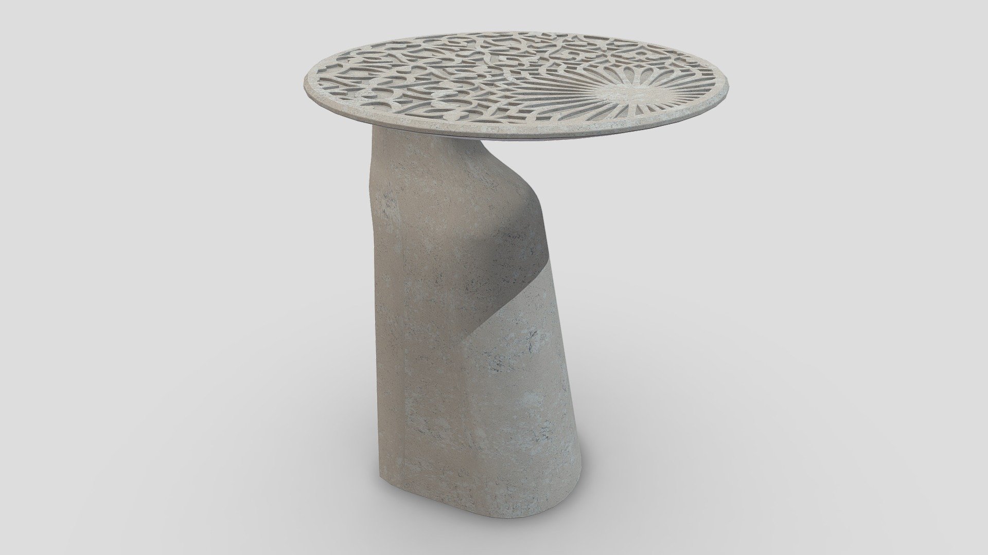 Engraved concrete side table 3d model