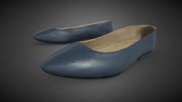 Blue Woman Flat Pumps Shoes