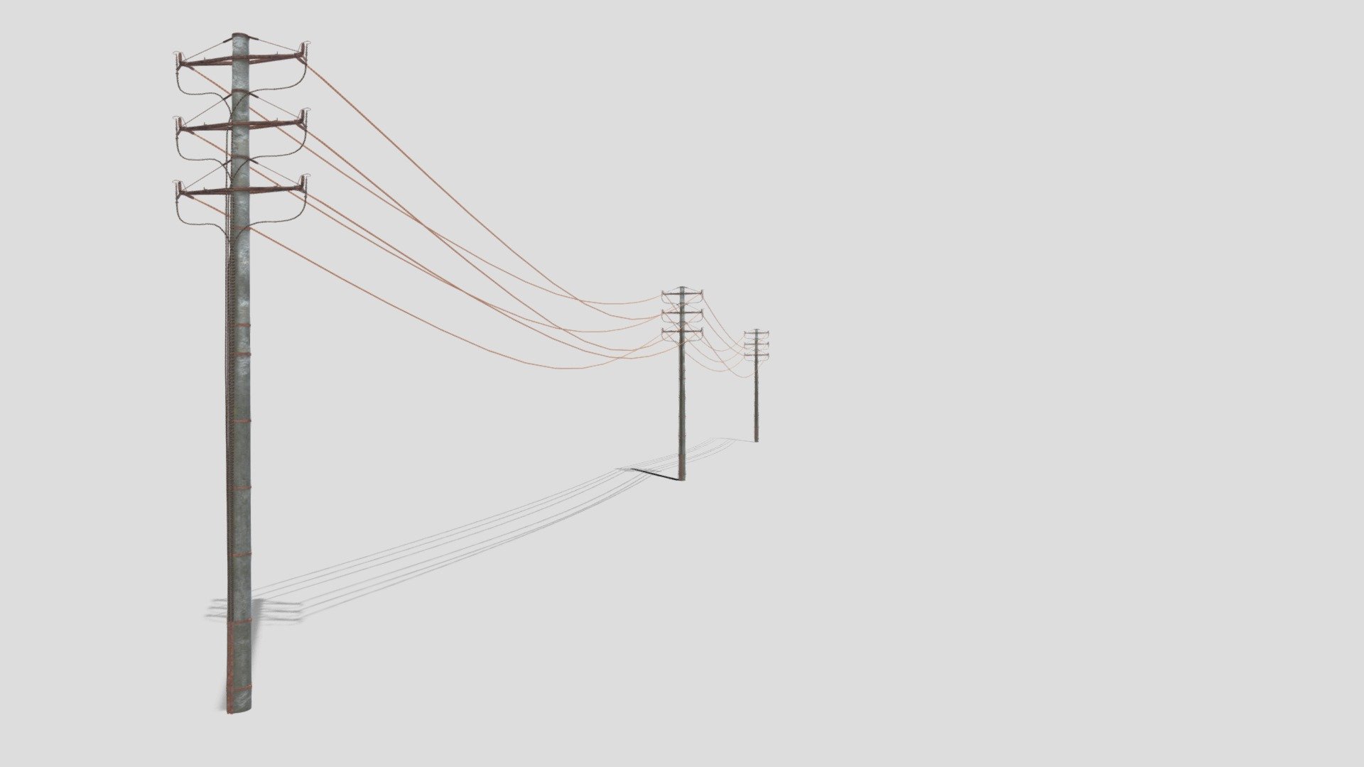 Electricity Pole 18 Weathered 3d model