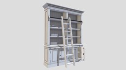 Ornate Bookshelf with ladder