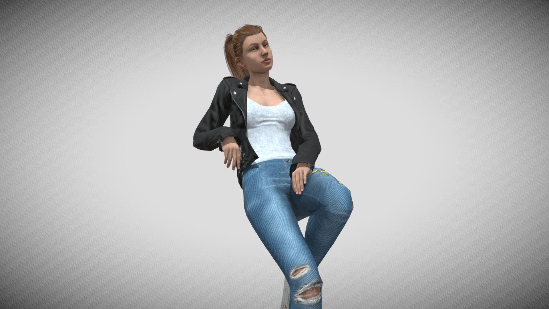 Female sitting 3d model