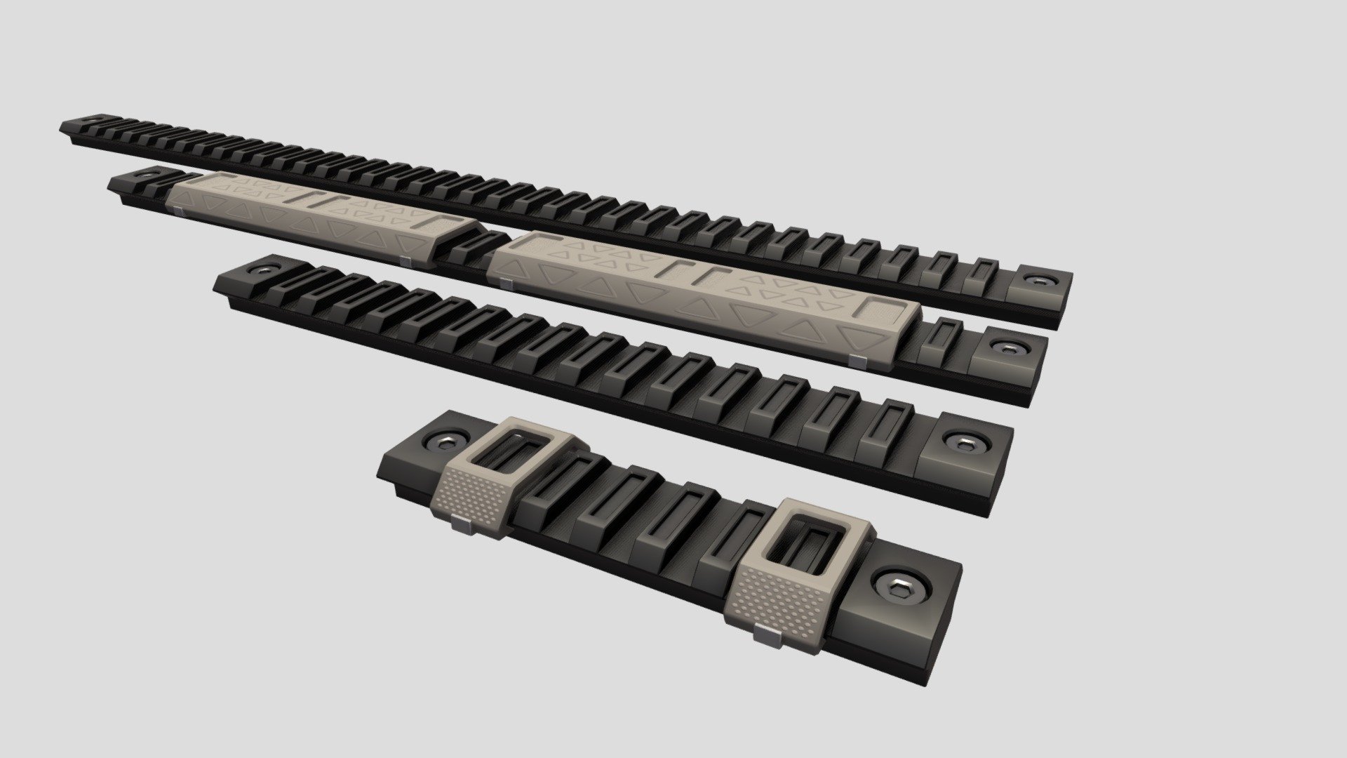 Gun RIS RAS Picatinny Rail Sections Kit 3d model