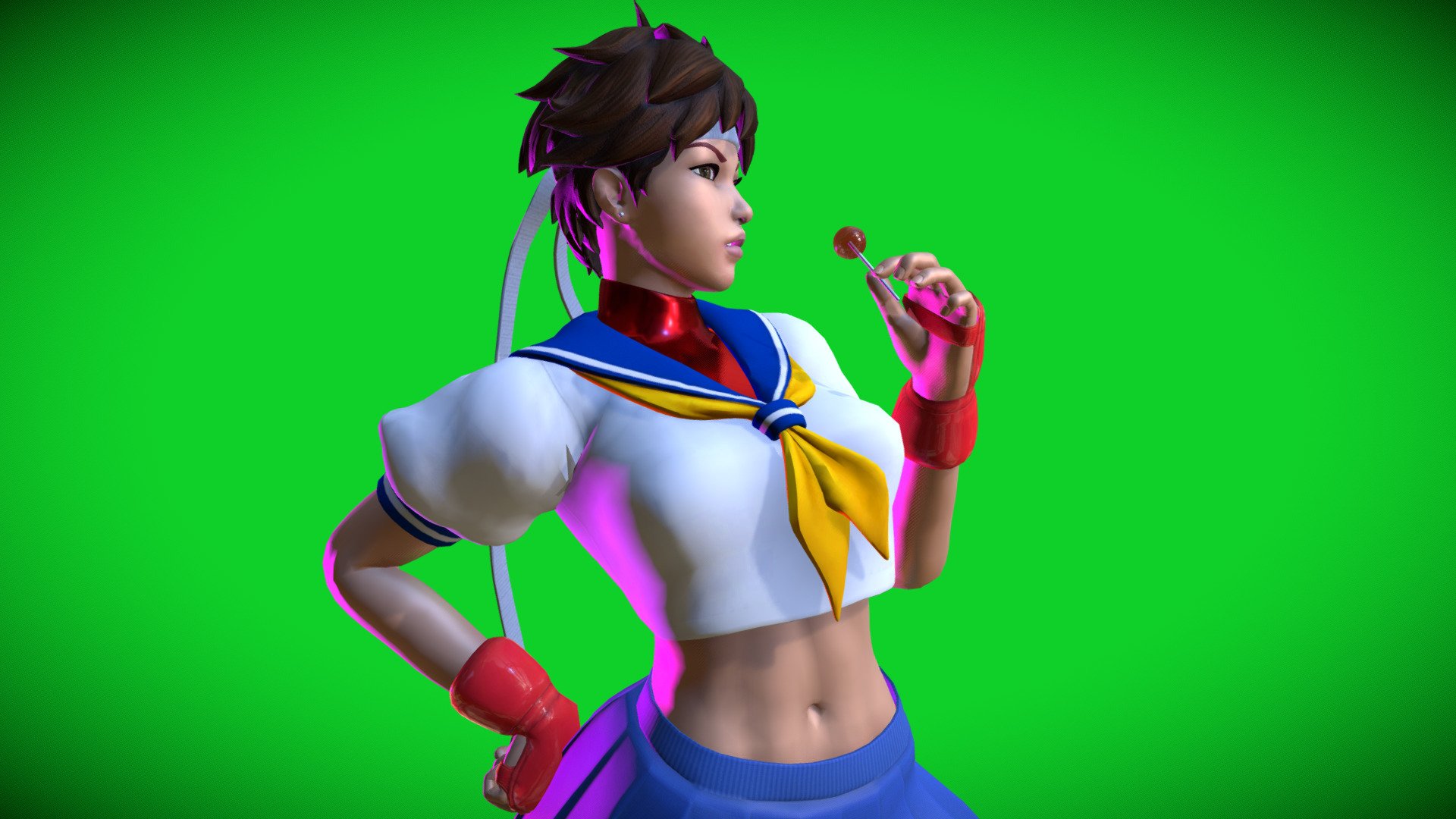 sakura street fighter 3d model