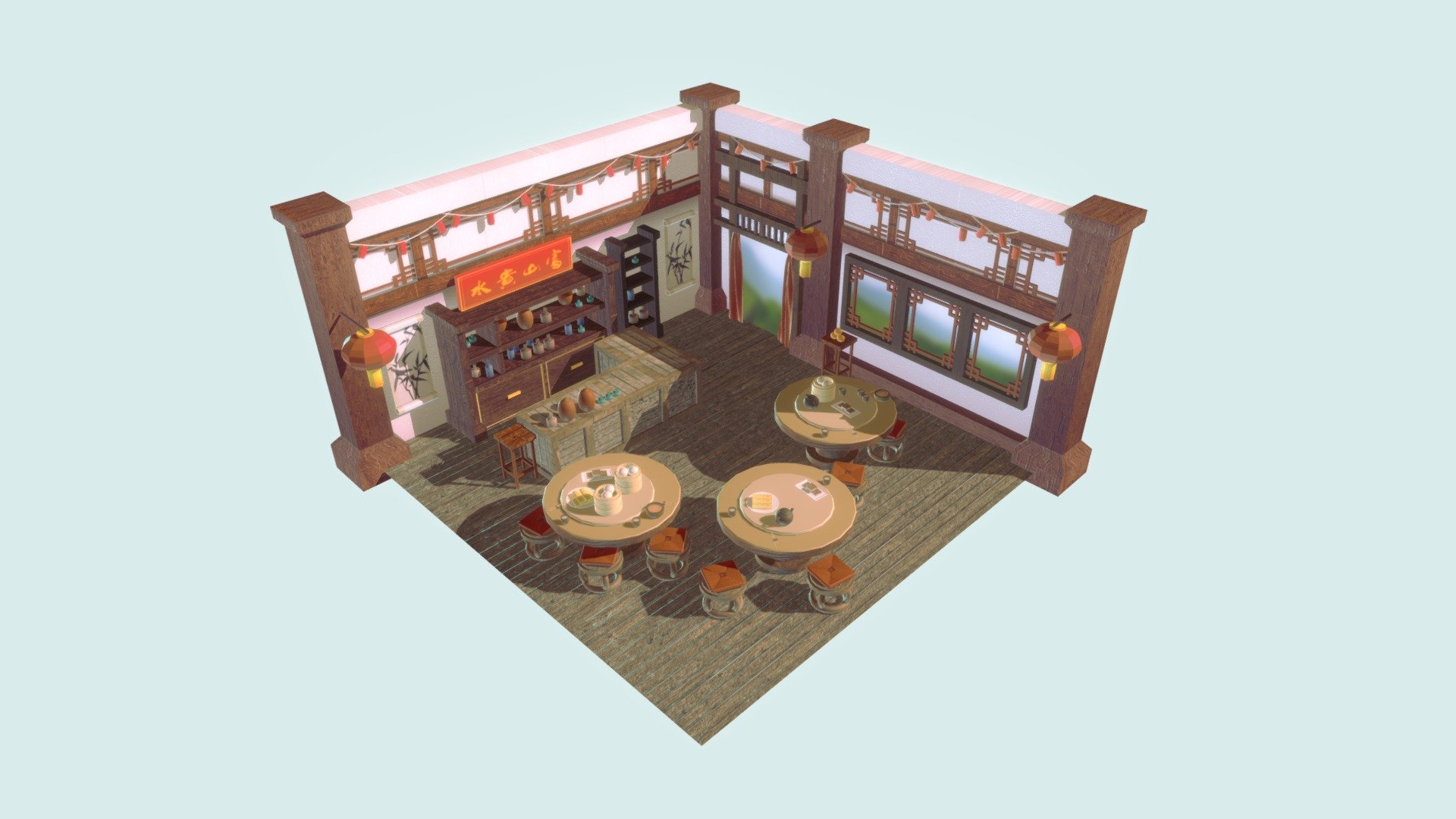 Chinese Restaurant Interior 3d model