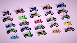 Low Poly Bike Two Wheeler Pack