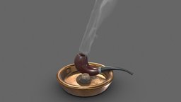 Smoking pipe and ashtray