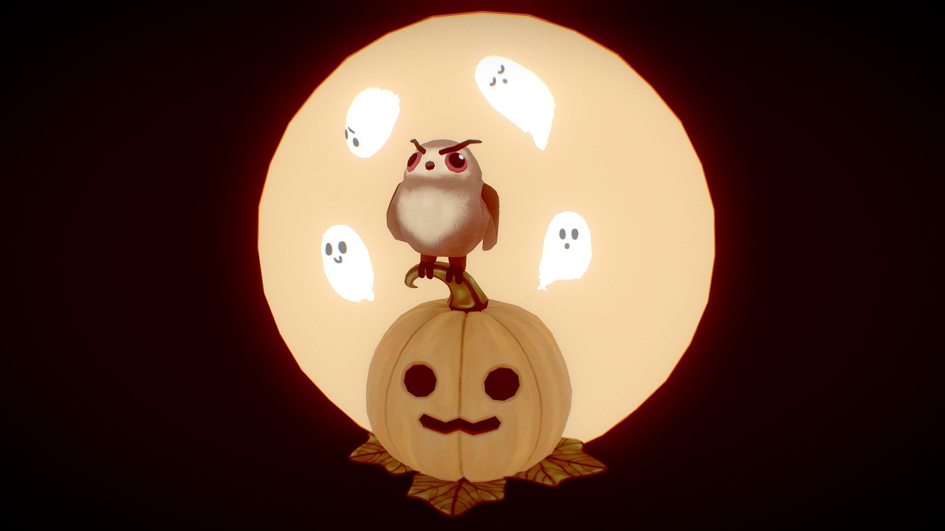 Halloween pumpkin and friends 3d model