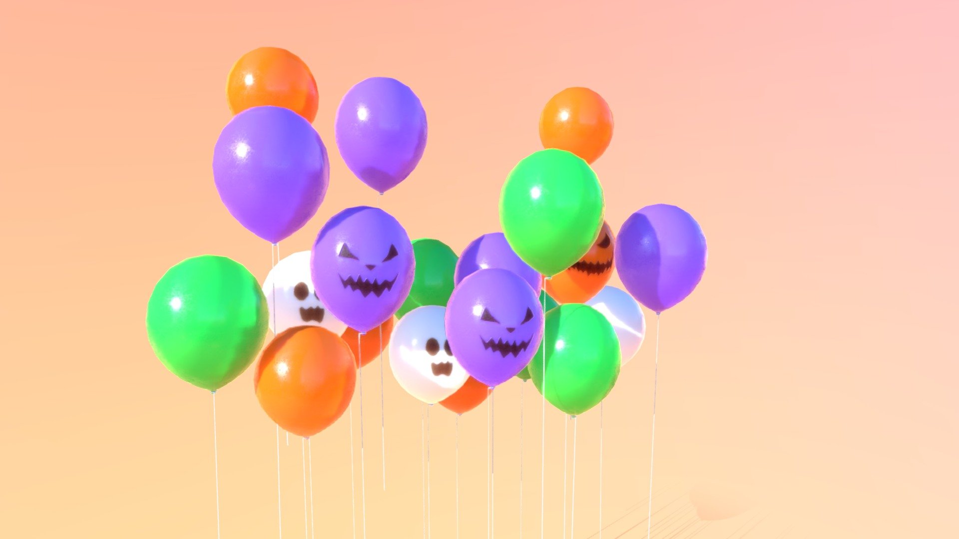 Decorative Halloween Balloons 3d model