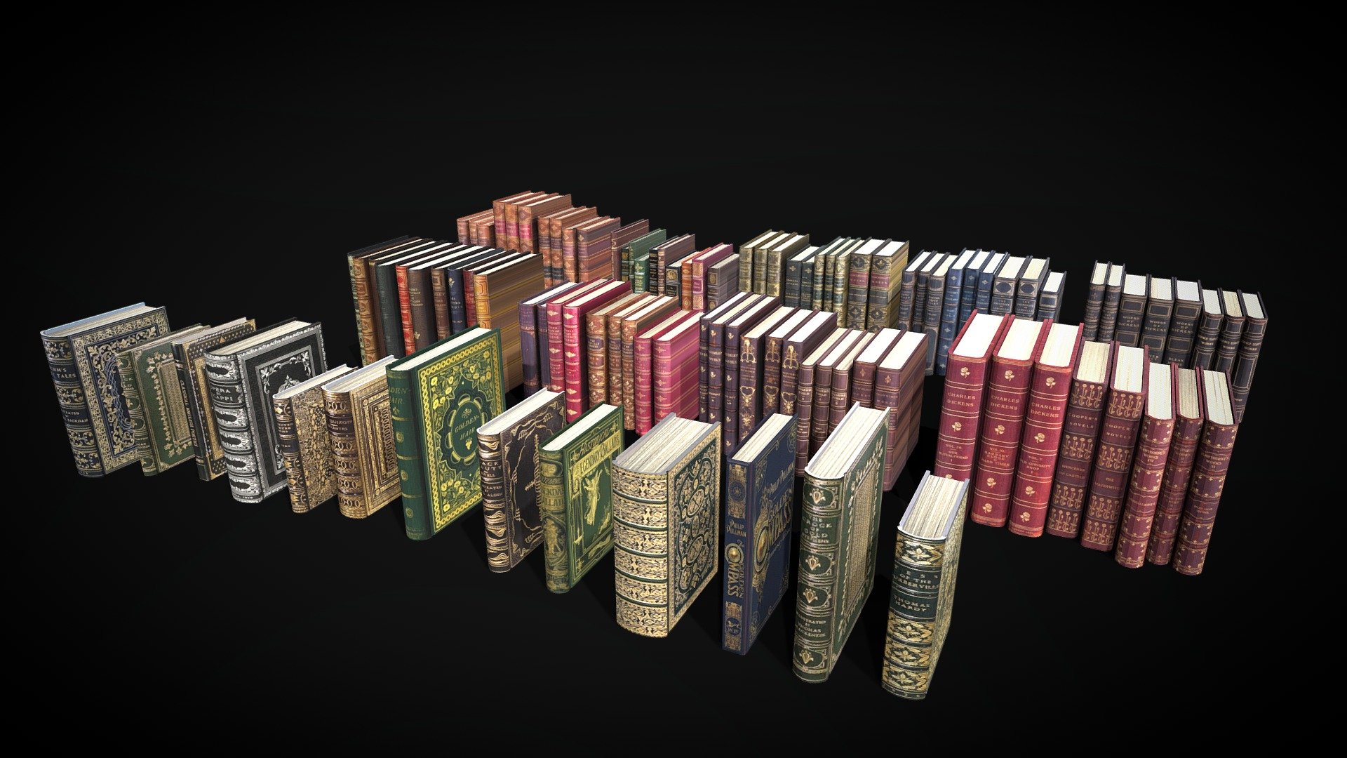 Elegan old book pack 3d model