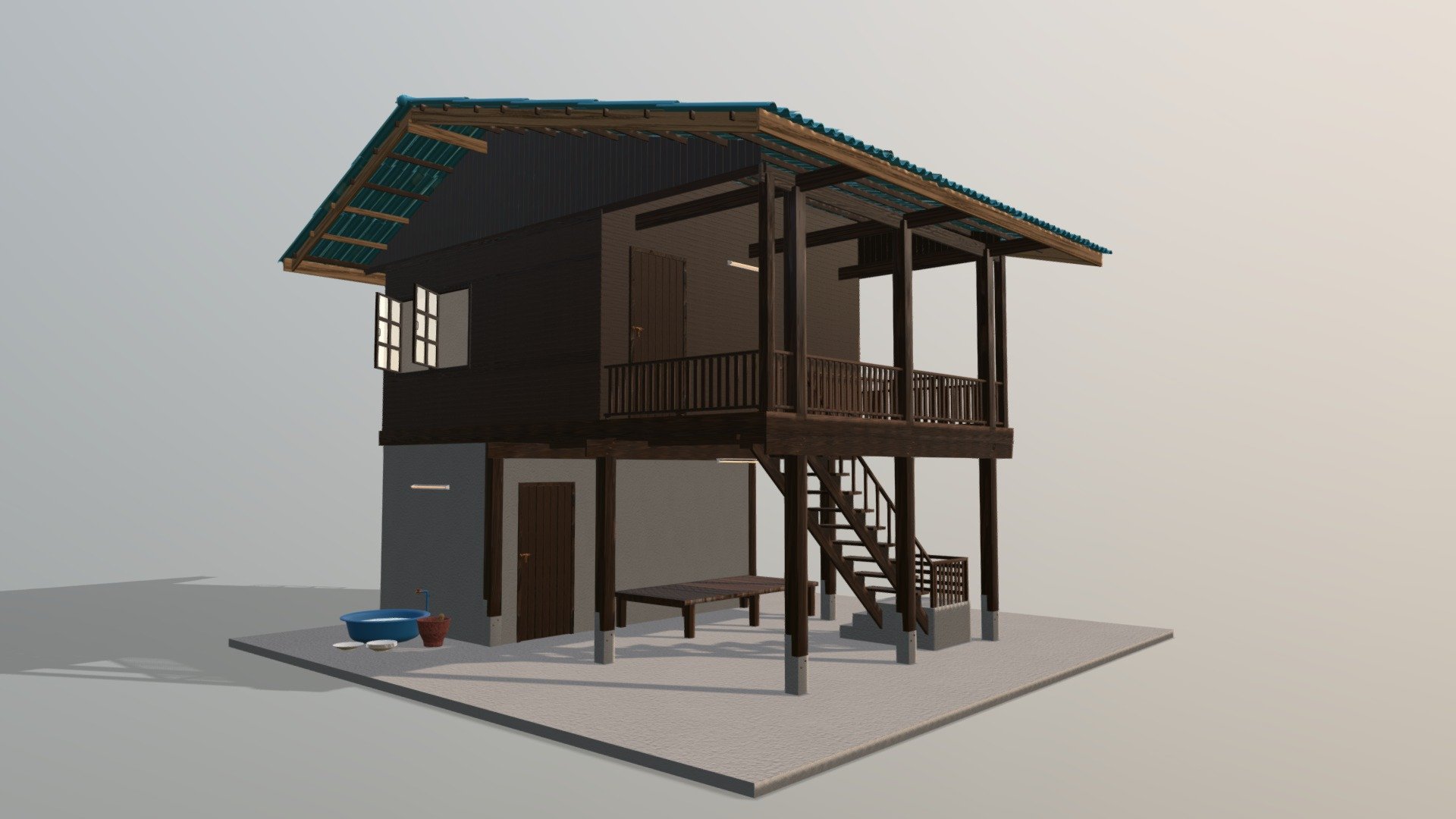 3D Out of town thai house 3d model