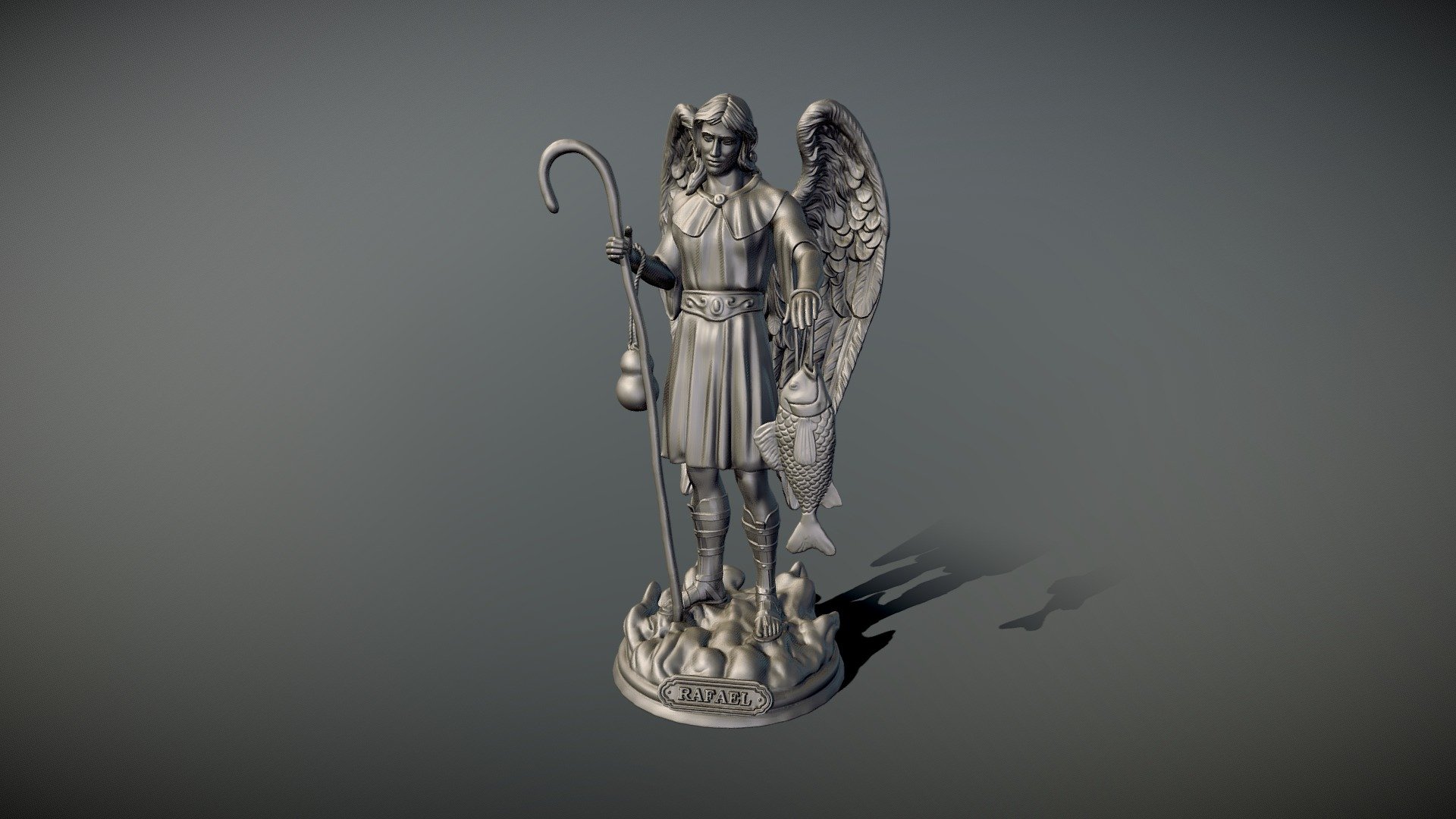 Statue St Raphael Archangel 3d model