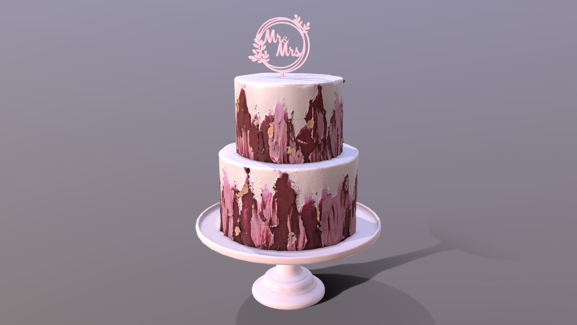 Elegant Hibiscus Wedding Cake 3d model