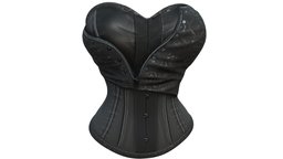 Zip Open Chest Black Leather Female Corset