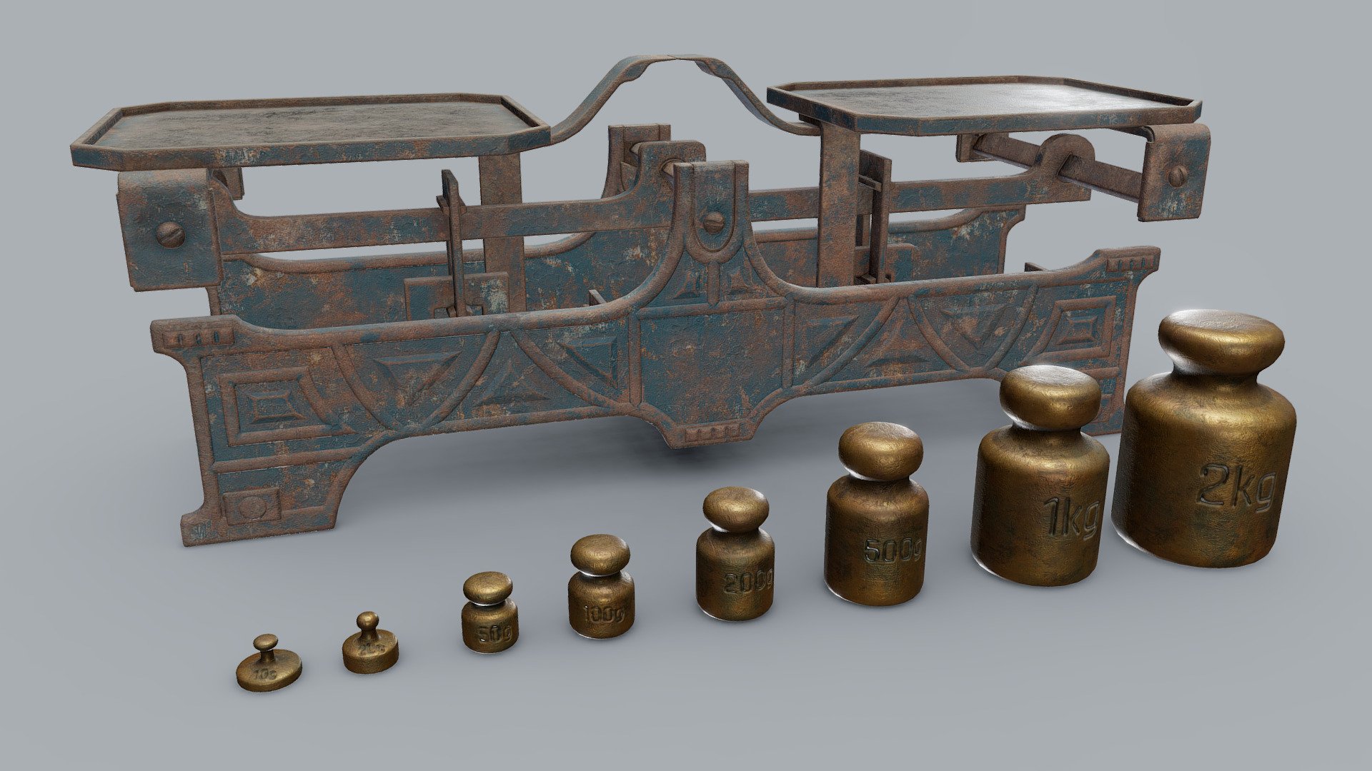 Balance Scale and Weights PBR 3d model