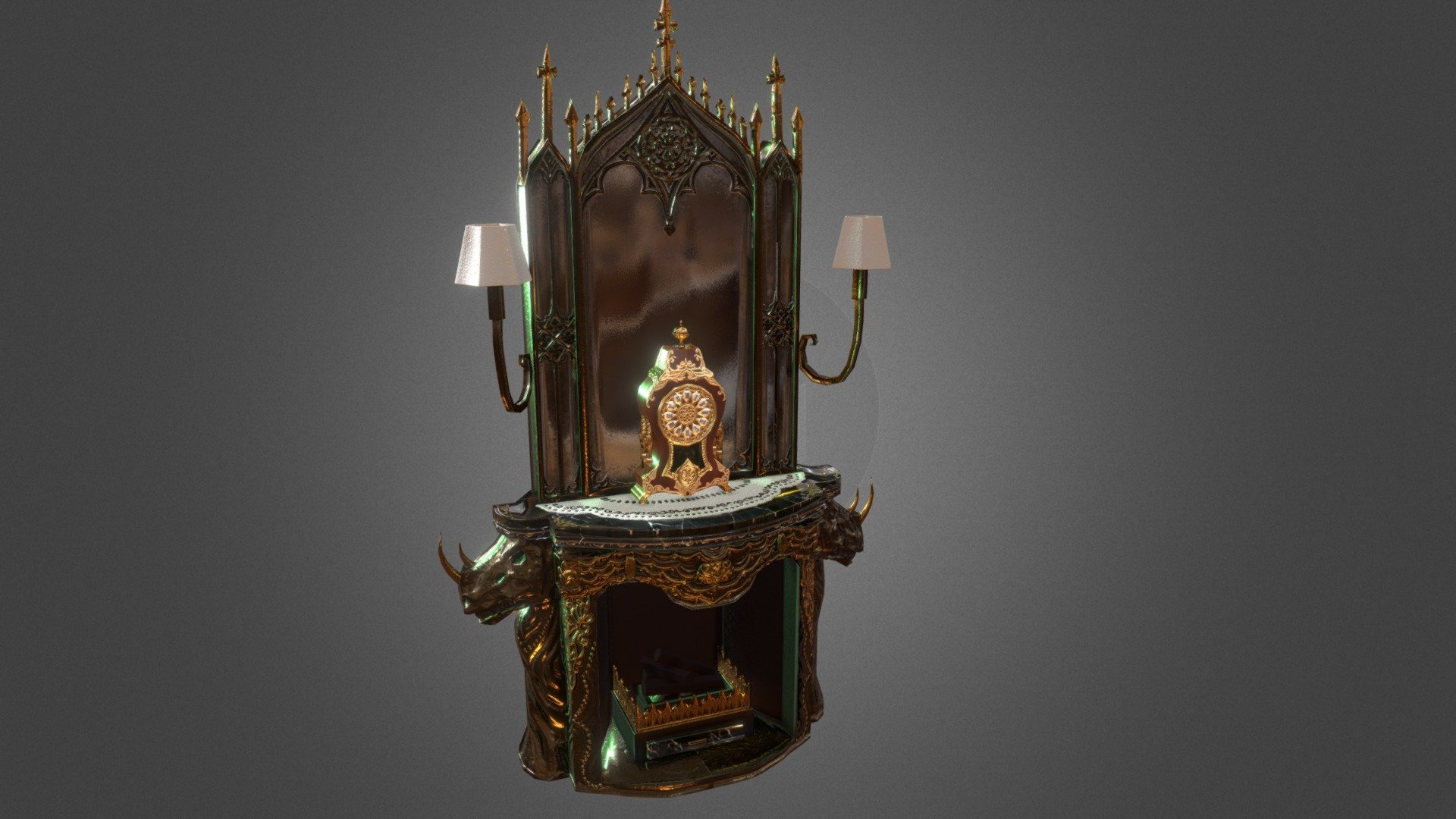 Gothic Fireplace 3d model