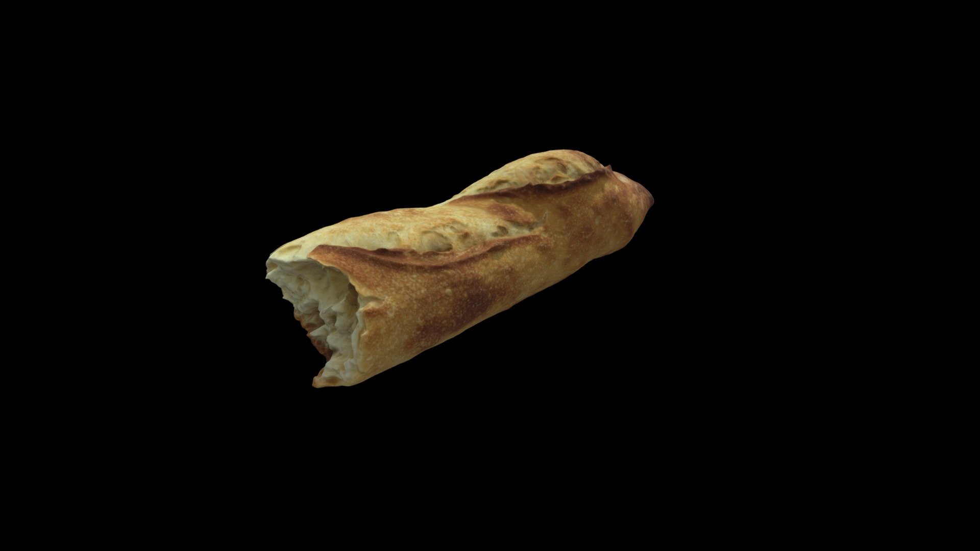 Half French Baguette (2nd Half) 3d model