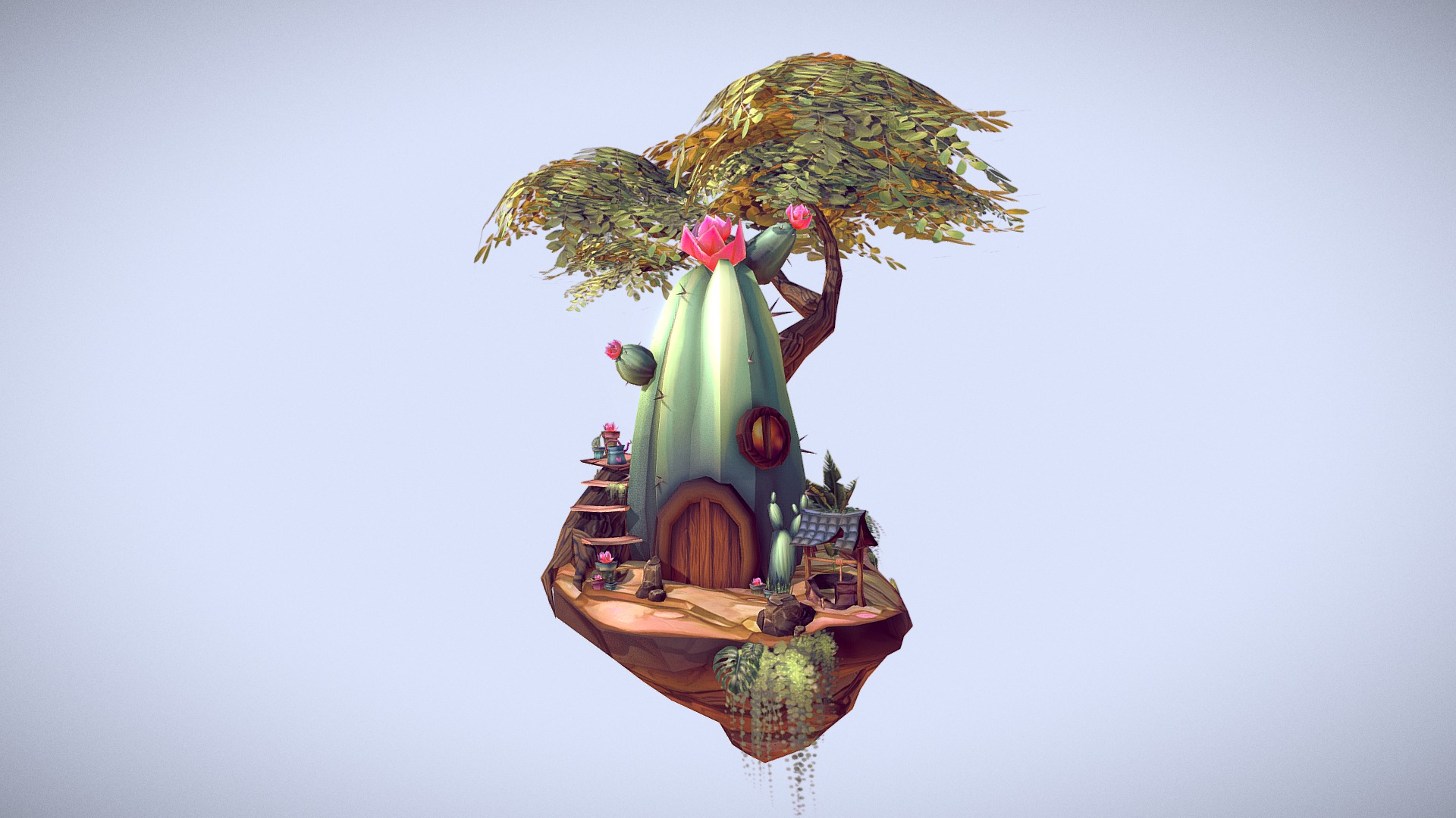 Succulent Diorama 3d model