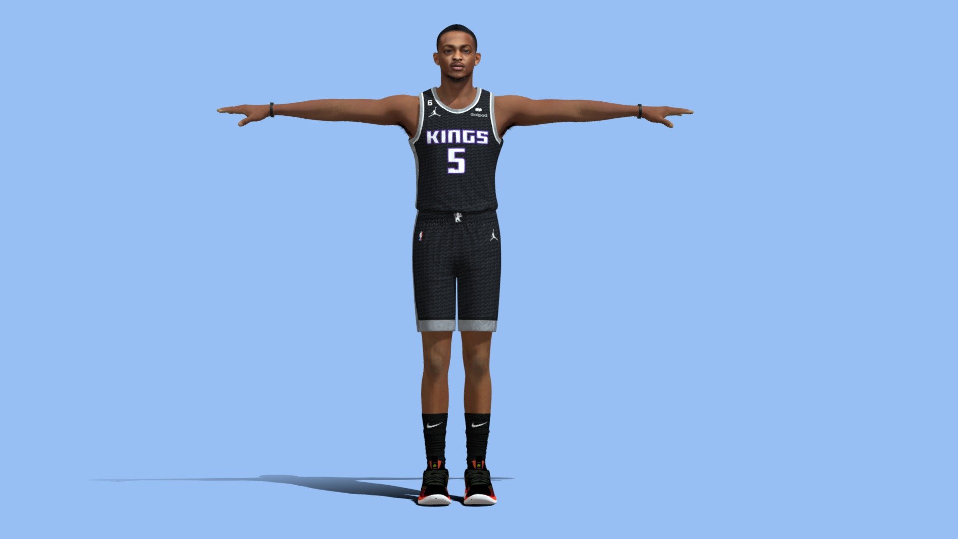 T-Pose Rigged DeAaron Fox Sacramento Kings 3d model