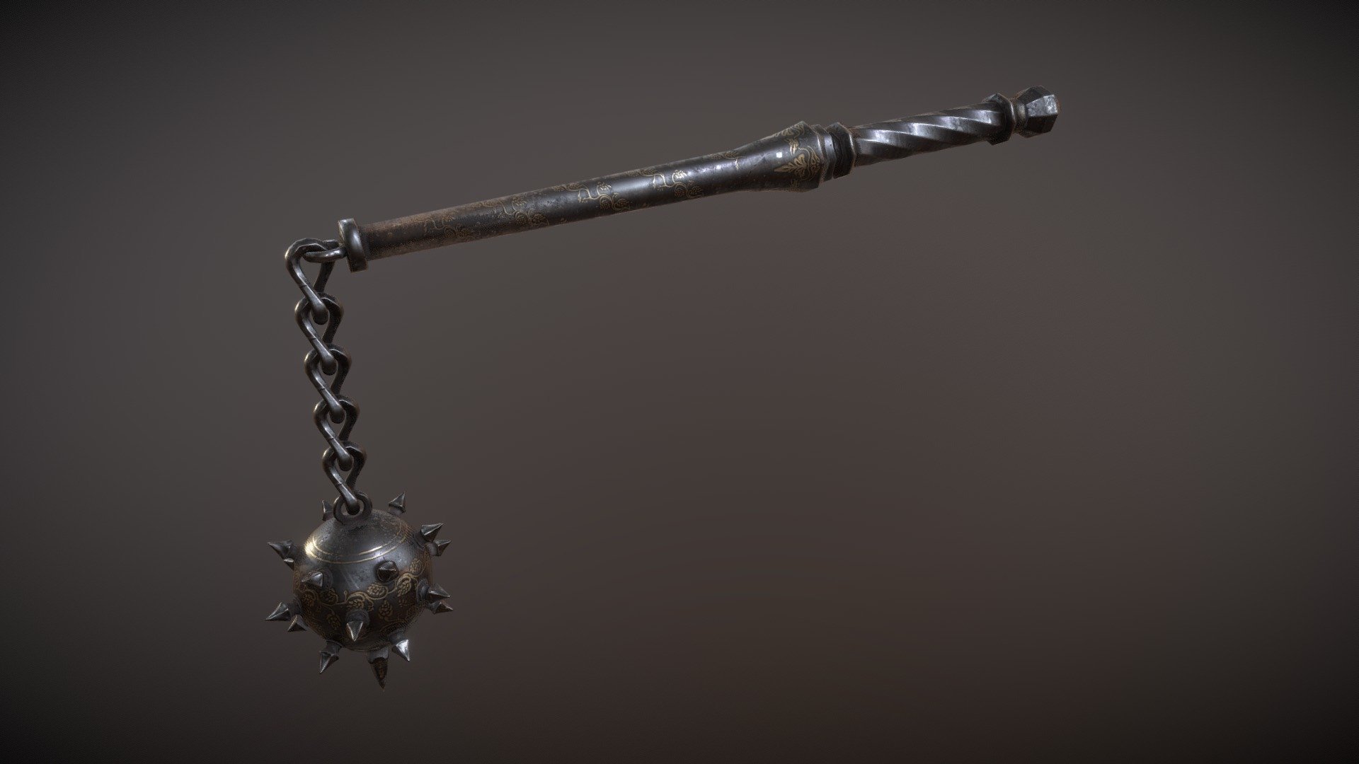 Ornamented Iron Flail 3d model