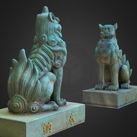 Two Komainu #3 from Shinto Shrine. Japan (reup)