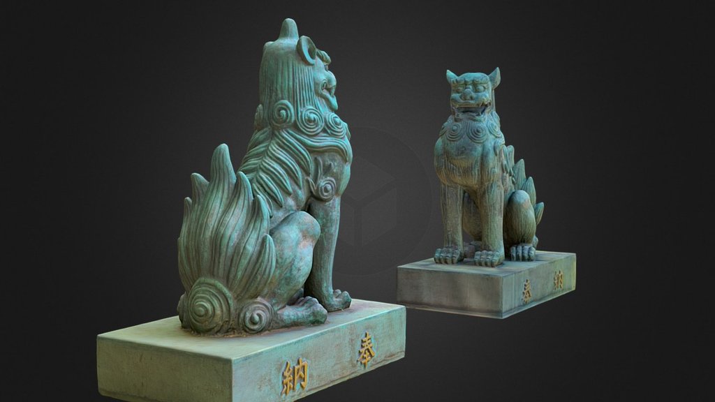 Two Komainu #3 from Shinto Shrine. Japan (reup) 3d model