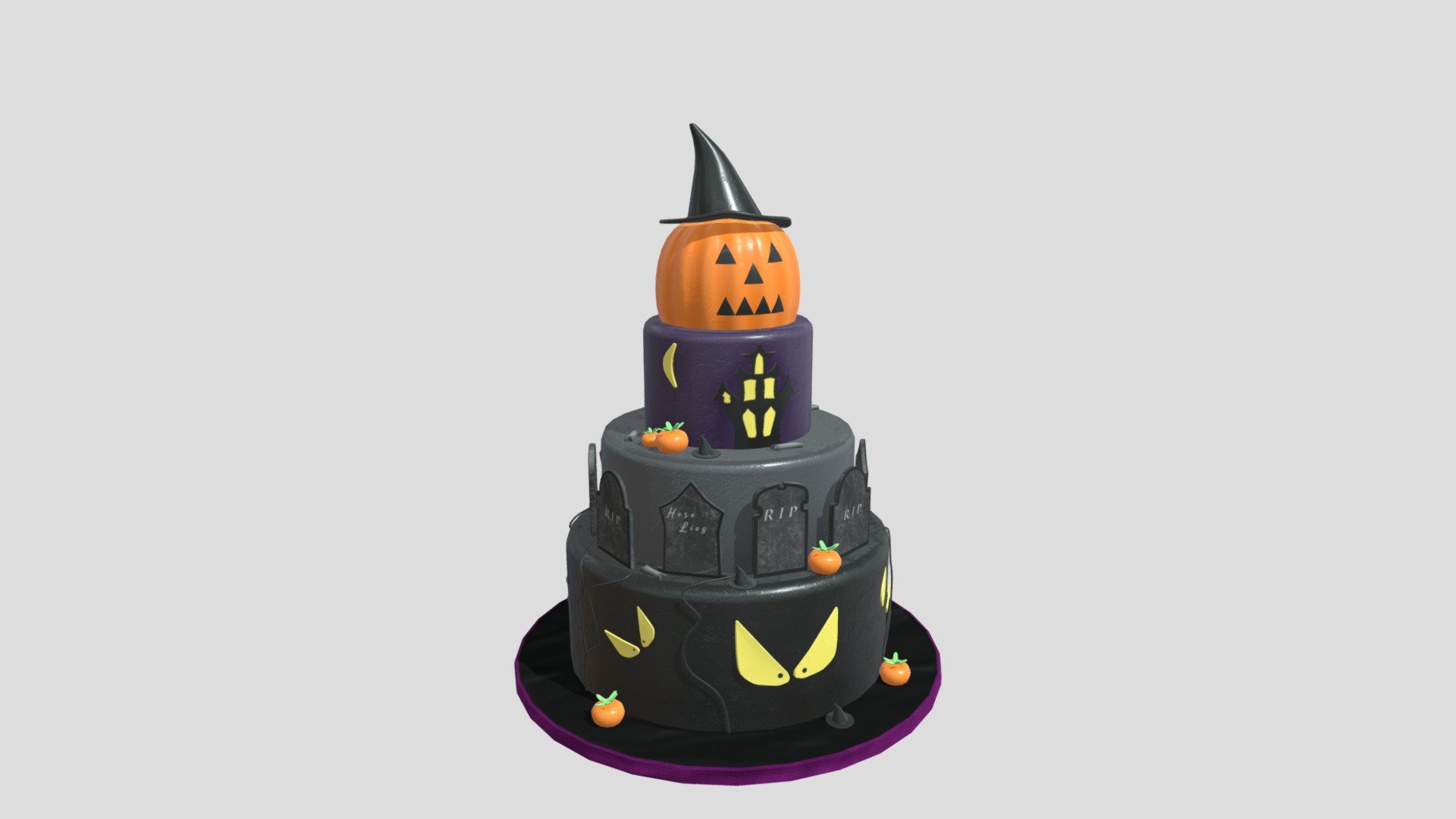 Three Level Halloween Cake 3d model