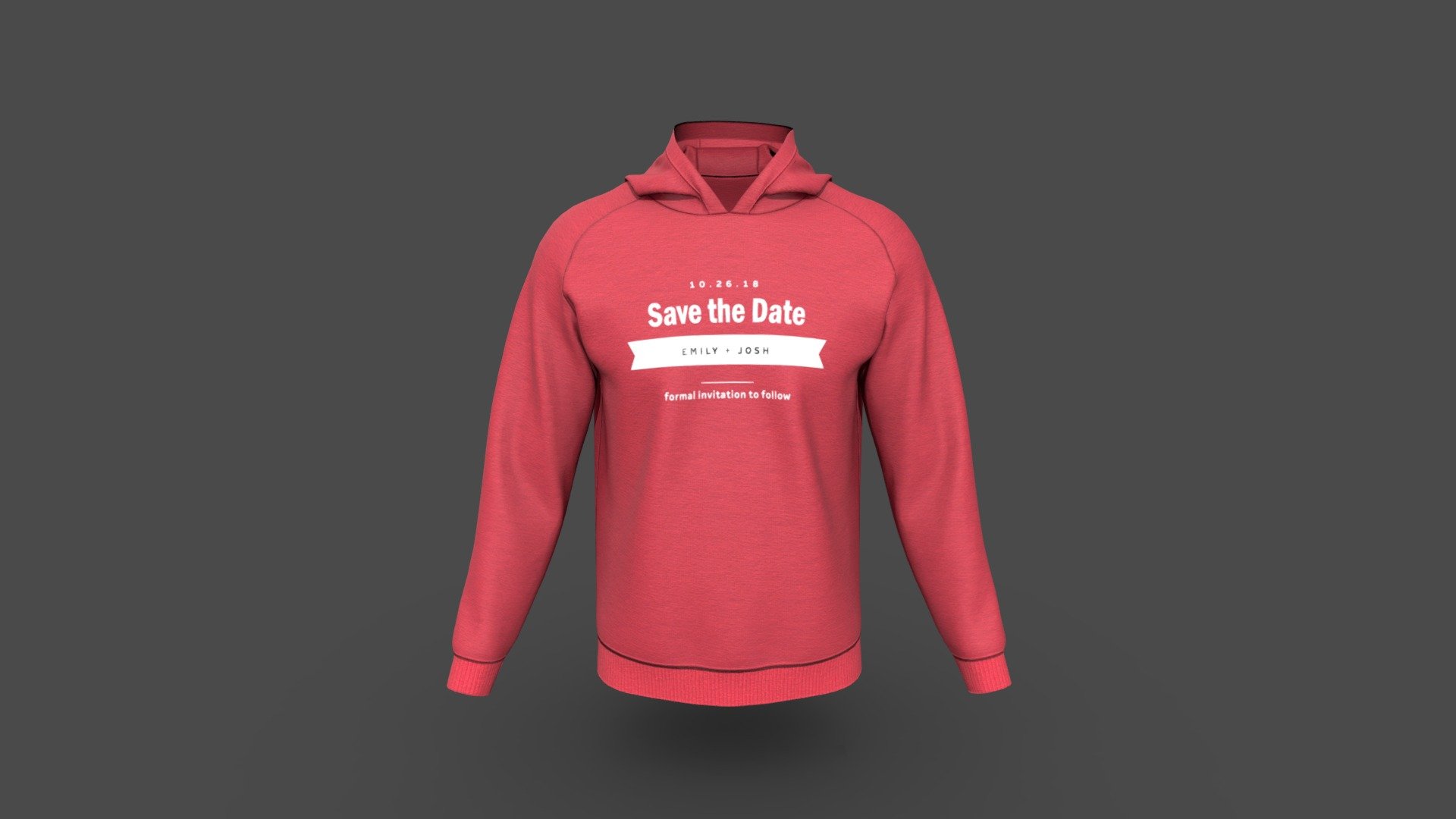 Men Fleece Raglan Hoodie 3d model