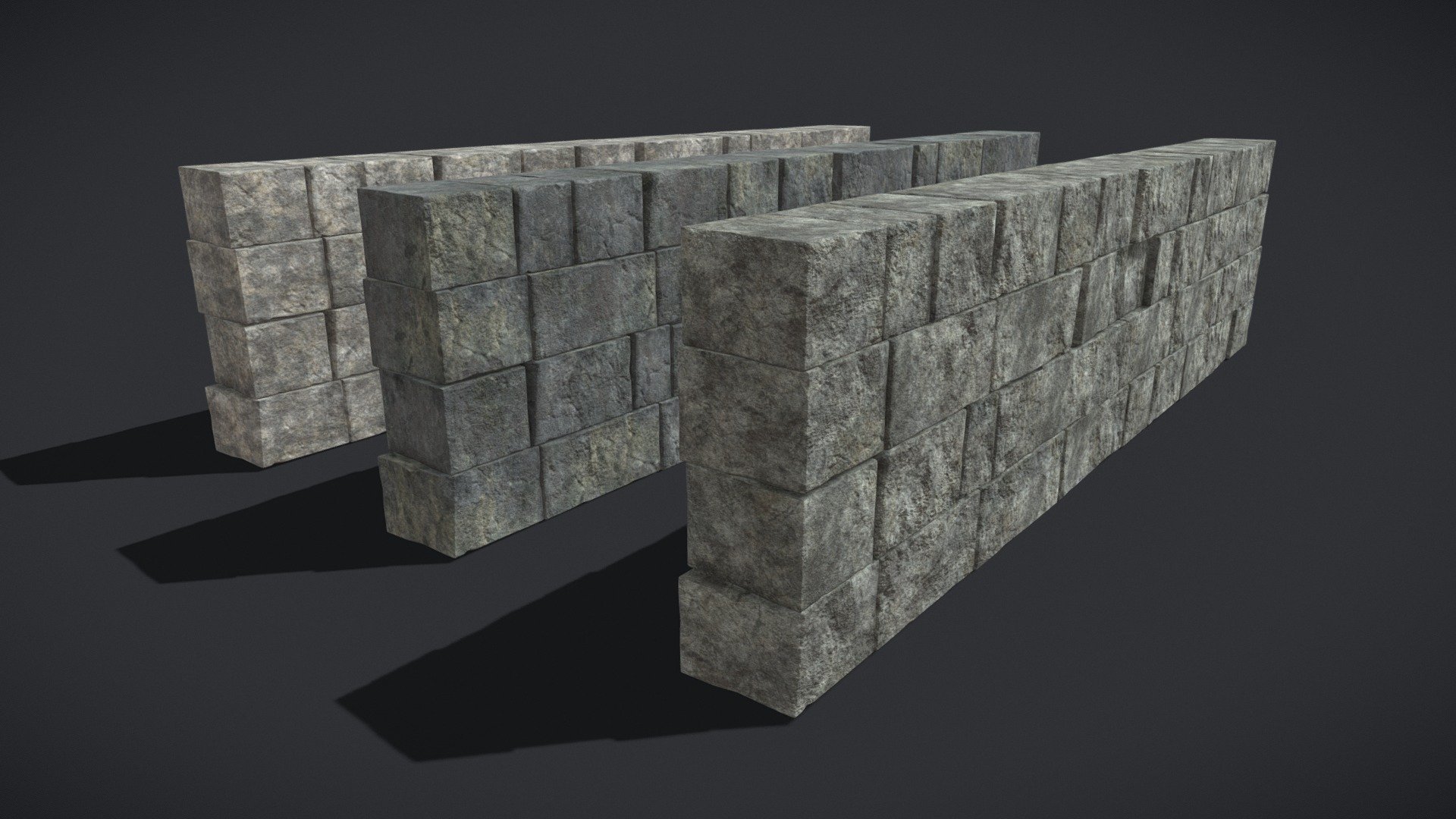 Medieval Cut Brick Wall 3d model