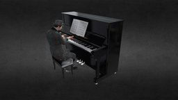 Jazz Pianist Musician with Piano Model Animation