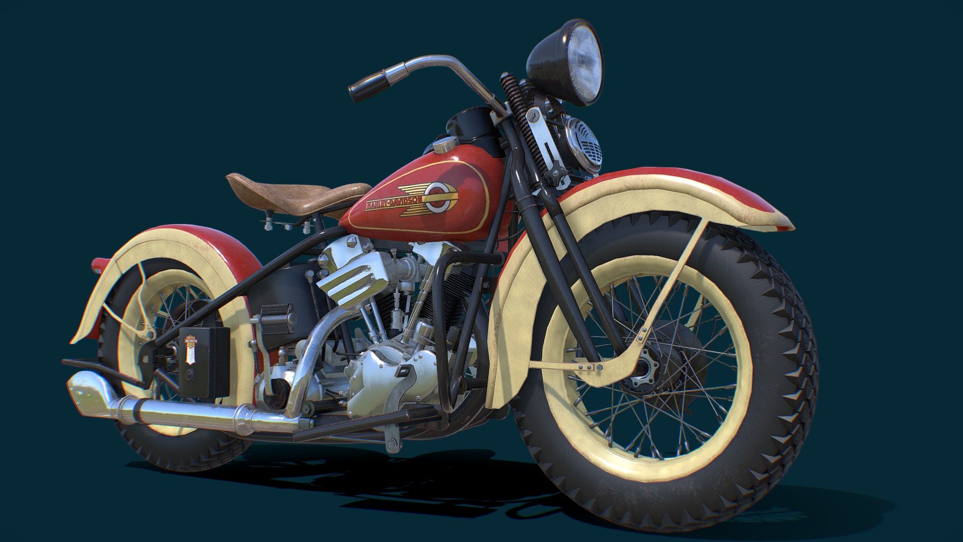 Harley Davidson Knucklehead 1936 3d model