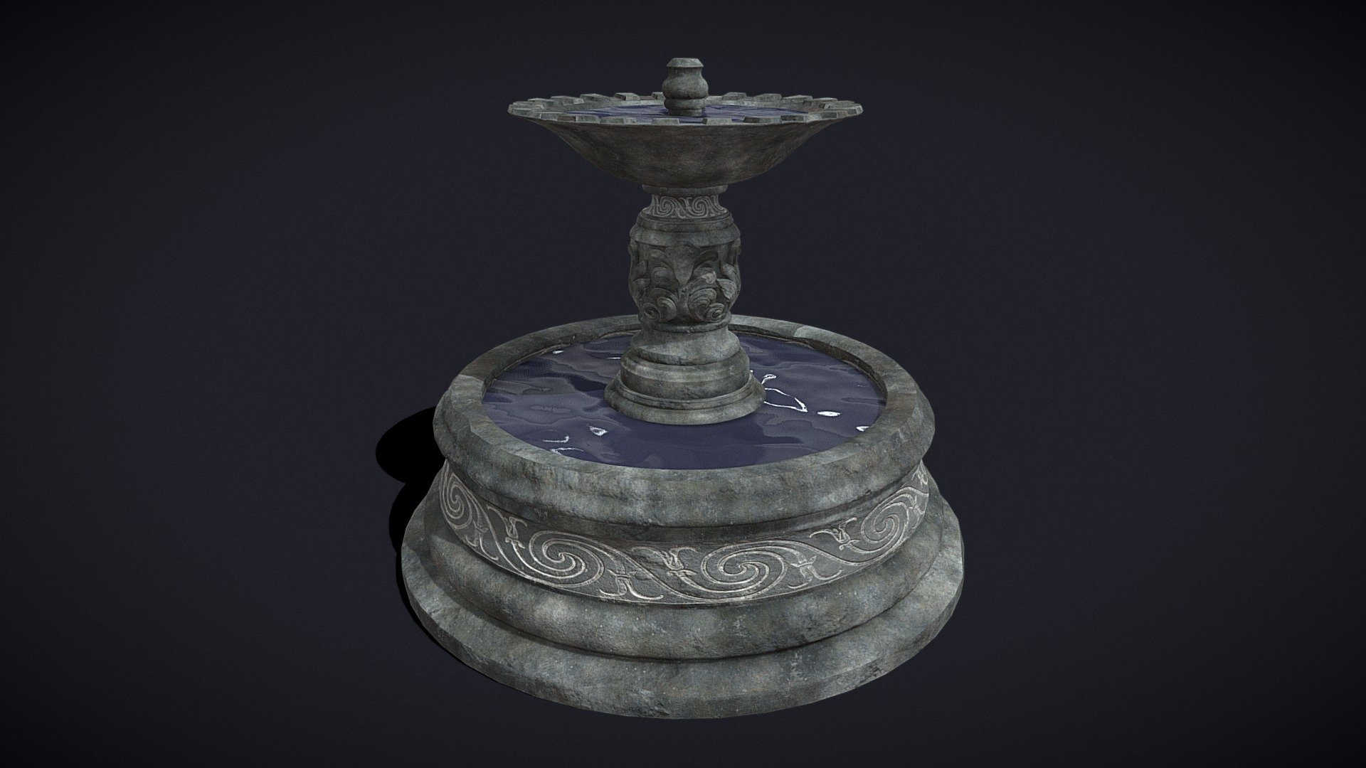 Round Ornamented Water Fountain 3d model