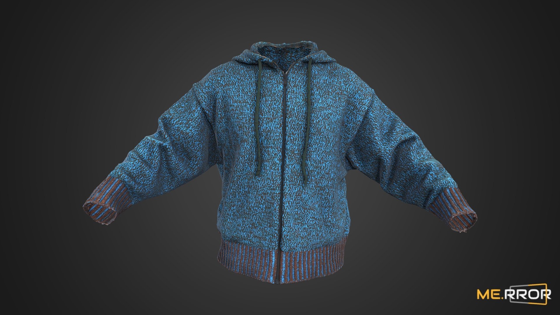 Turquoise Hood Zip-Up 3d model